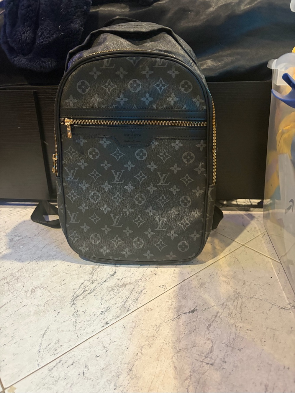black lv monogram backpack